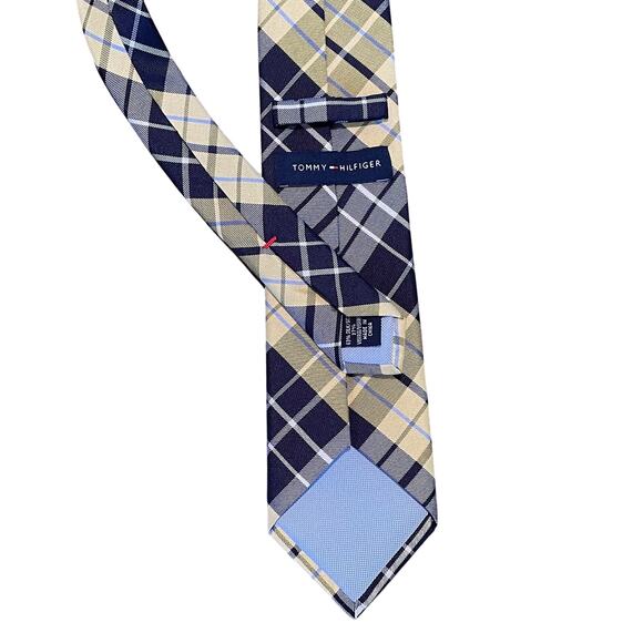 Tommy Hilfiger Yellow, Gray, Black Plaid Tie, Silk Blend, Preppy, Classic, 58" - Picture 3 of 6